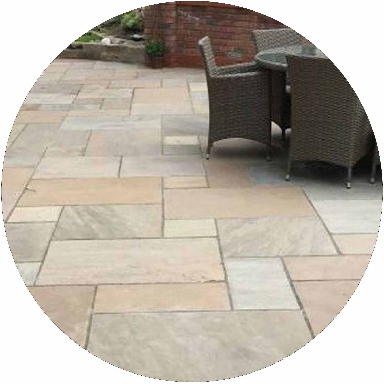 Raj Blend Sandstone Paving per mtr